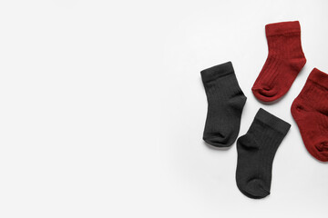 Baby socks on white background