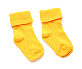 Baby socks on white background