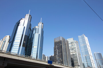 Fototapeta na wymiar Looking up at the high-rise buildings in Beijing International Trade Area