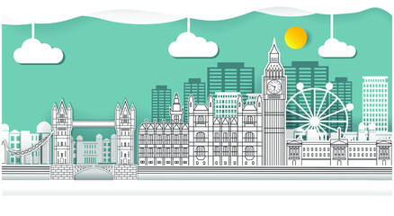 welcome to london papercut landmarks background design