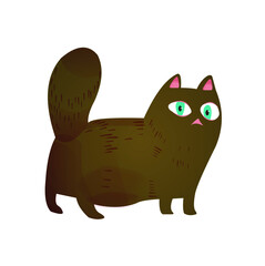Illustration of cute brown fat cat