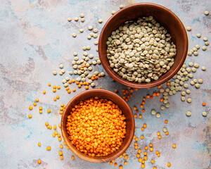 Different raw lentils