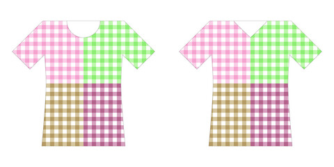 Designs of round neck and V-neck t-shirt colorful plaid.