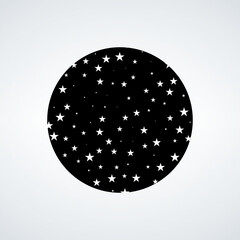 Stars in circle. Night star sky in scope. Stock Vector illustration isolated on white background.