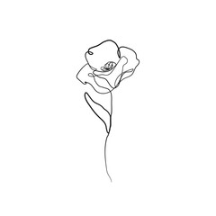 One Line Drawing Vector Flower. Floral Modern Single Line Art, Aesthetic Contour. Perfect for Home Decor, Posters, Prints, Wall Art, Tote Bag, t-shirt, Sticker, Mobile Case. Flower Drawing.