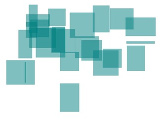 Abstract green squares and rectangles with white background