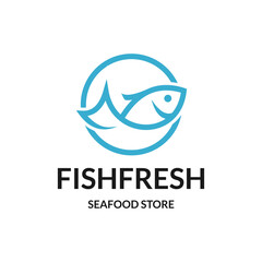 Fish Logo design vector template. Seafood restaurant shop, Logotype concept icon.