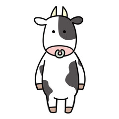 立っているホルスタイン柄の牛
