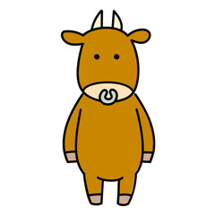 立っている茶色の牛
