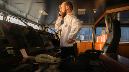 Navigational merchant officer contact with port authority by VHF radio