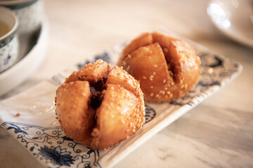 Fried Buns with roasted red pork inside
