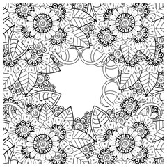 Mehndi flower for henna, mehndi, tattoo, decoration. decorative ornament in ethnic oriental style. doodle ornament. coloring book page.