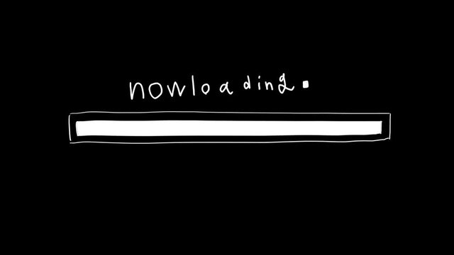 手描き・パラパラ　nowloadingアニメーション　黒背景　4K