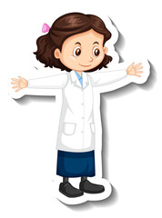 Scientist girl cartoon character in standing pose