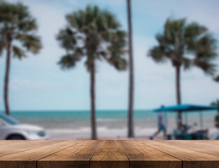 3D rendering, wooden top table on isolate blurred background