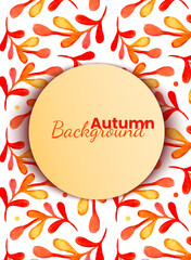 autumn background of picturesque watercolor foliage with an empty space for text