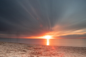 atardecer de larga exposición