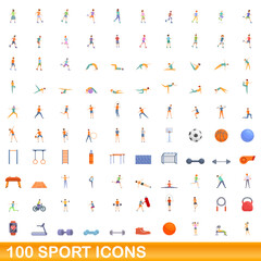 100 sport icons set. Cartoon illustration of 100 sport icons vector set isolated on white background