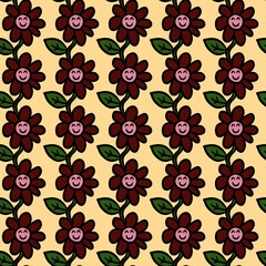 Fototapeta na wymiar seamless pattern of cute flower cartoon
