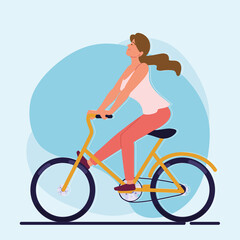 Obraz premium funny woman riding bicycle