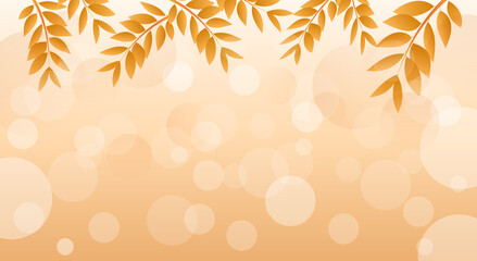 Autumn leaves frame isolated on orange with bokeh  background. illustration Vector EPS 10