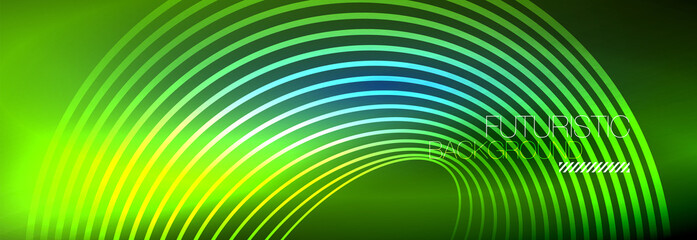 Fototapeta premium Dark abstract background with glowing neon circles. Trendy layout template for business or technology presentation, internet poster or web brochure cover, wallpaper