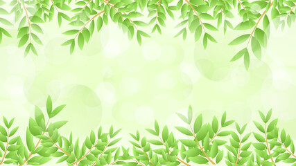 Green leaves frame isolated on white background.