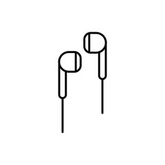 Simple minimalistic headphones, earphones thin black line icon. Trendy flat style isolated symbol, used for: illustration, outline, logo, badge, mobile, app, emblem, design, web, ui, ux. Vector EPS 10