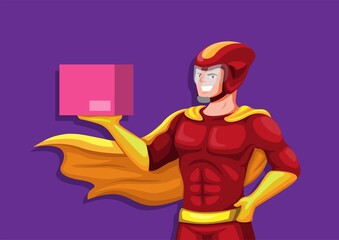 Superhero courier delivery express mascot illustration vector