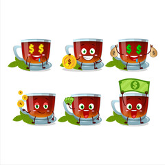 Mint tea cartoon character with cute emoticon bring money