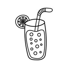 Hand Drawn cocktail doodle. Sketch style icon. Decoration element. Isolated on white background.