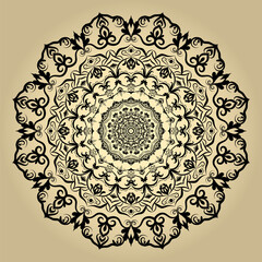Ornamental Round Lace Mandala. Mandala outline on a gold background. Vector