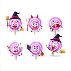 Halloween expression emoticons with cartoon character of lolipop spiral. Vector illustration