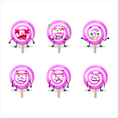Lolipop spiral cartoon character with nope expression. Vector illustration