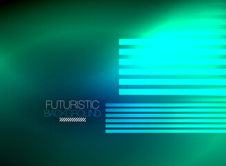 Bright neon color techno abstract background, shiny glowing neon lines in the dark background