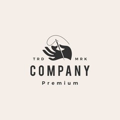 hand hold needle thread hipster vintage logo vector icon illustration