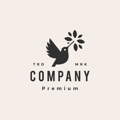 hummingbird colibri leaf hipster vintage logo vector icon illustration © gaga vastard