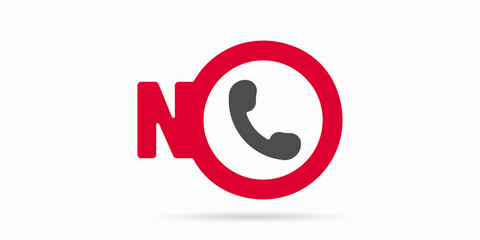 No phone sign. No phone, no smartphone sign on white background