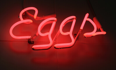 Eggs Neon Eggs Sign on Market Building