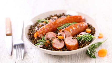 lentils with sausage and carrot