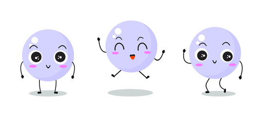 Set of lovely blue bubble illustration. Adorable bubble character vector for mascot, logo, symbol on application, books, comic, art