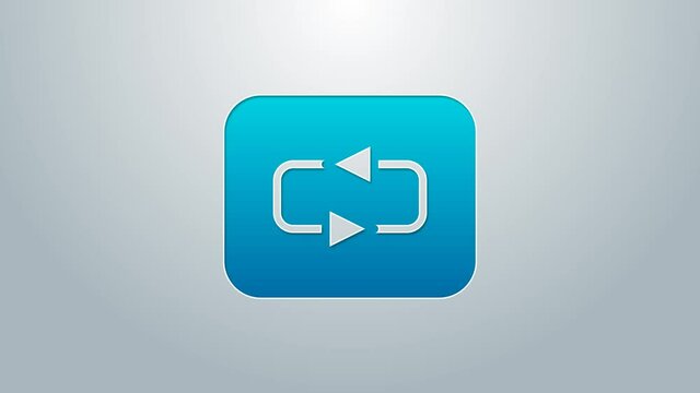Blue line Repeat button icon isolated on grey background. 4K Video motion graphic animation