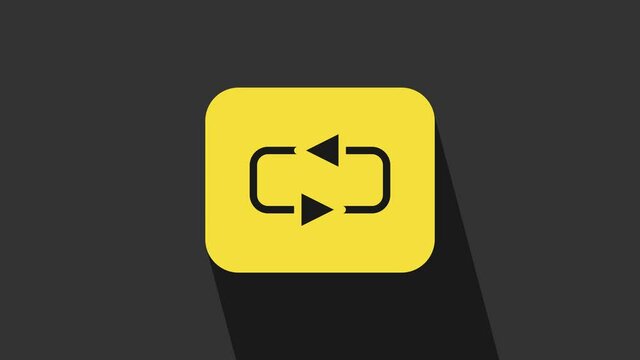 Yellow Repeat button icon isolated on grey background. 4K Video motion graphic animation