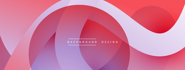 Abstract overlapping lines and circles geometric background with gradient colors