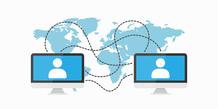 Two computers connected via internet technology