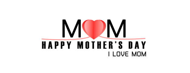 Mother's day greeting card. Symbols of love on white background