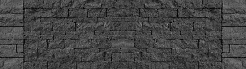 Black anthracite gray grey  natural  lava basalt stone wall texture, with wild bandage, privacy wall texture background banner panorama - obrazy, fototapety, plakaty