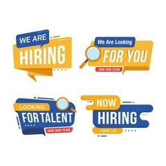 We are hiring banner badge design recruitment for job vacancy vector illustration