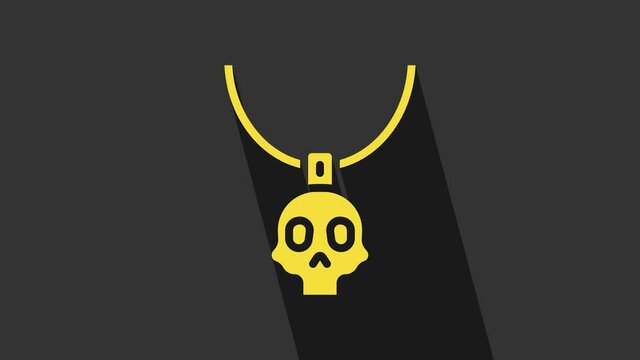 Yellow Necklace amulet icon isolated on grey background. 4K Video motion graphic animation