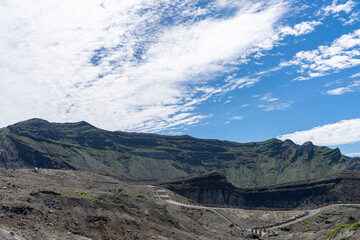 阿蘇山の山頂付近と火口付近　熊本県阿蘇地方